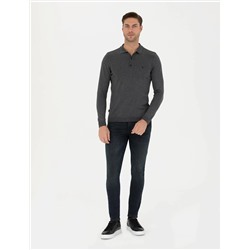 Antrasit Melanj Slim Fit Basic Kazak