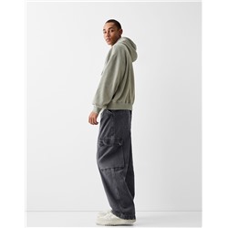 Faded-effect skater cargo trousers