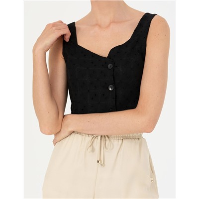 Siyah Crop Top Bluz