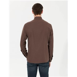 Kahverengi Slim Fit Uzun Kollu Gömlek