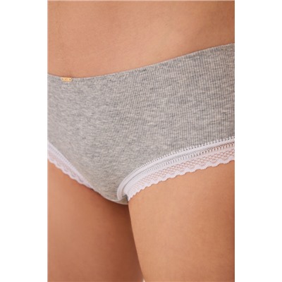 Braga boxer algodón canalé encaje gris