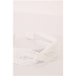 Diadema pelo bordado suizo blanco