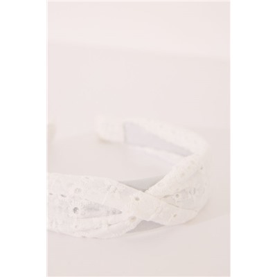 Diadema pelo bordado suizo blanco