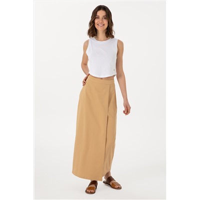 Kadın Camel Maxi Boy Dokuma Etek