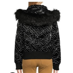 Karl Lagerfeld Paris Logo Faux Fur Trim Hooded Down Jacket
