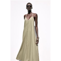 VOLUMINOUS LINEN BLEND MIDI DRESS