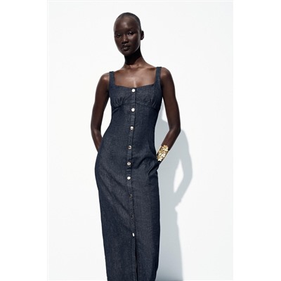 Z1975 STRAPPY DENIM MIDI DRESS