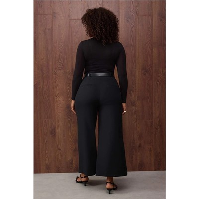 Özel Koleksiyon Siyah Wide Leg Premium Kemerli Büyük Beden Pantolon TBBAW26AR00001