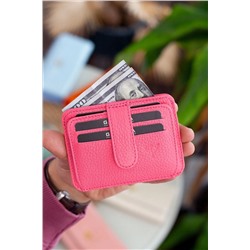 Garbalia, Shelby Hakiki Deri Pembe Unisex Kartlık Cüzdan
