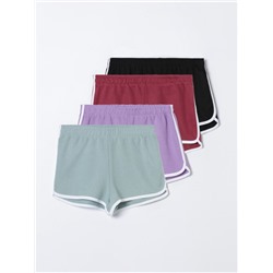 PACK OF 4 PAIRS OF BASIC PLUSH SHORTS WITH PIPING