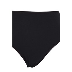 Siyah 5'li Paket Pamuklu Yüksek Bel Klasik Büyük Beden Külot TBBSS25CM00013