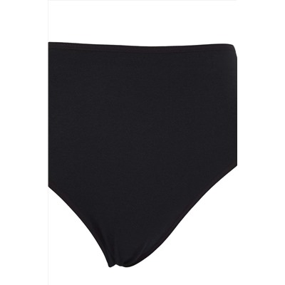 Siyah 5'li Paket Pamuklu Yüksek Bel Klasik Büyük Beden Külot TBBSS25CM00013