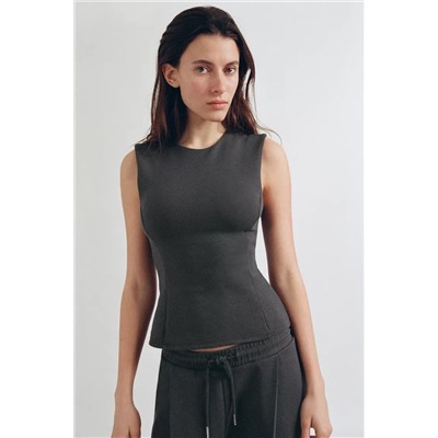 INTERLOCK PEPLUM TOP