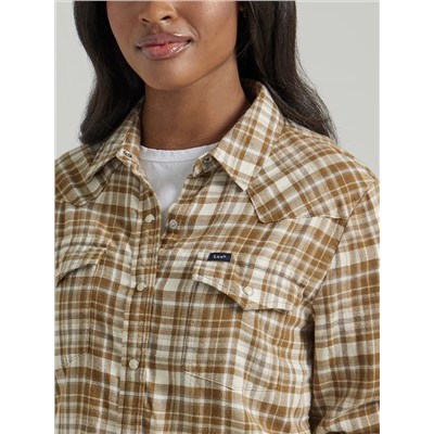 Womens Legendary Western Shirt:Neutral Plaid:M: