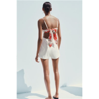 CUT-OUT SCARF PRINT PLAYSUIT