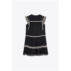 ZW COLLECTION CONTRAST EMBROIDERY DRESS