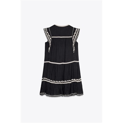 ZW COLLECTION CONTRAST EMBROIDERY DRESS