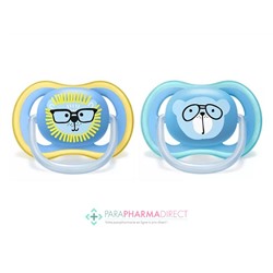 Avent Sucettes Ultra Air 18 mois+ Lion & Ours x2