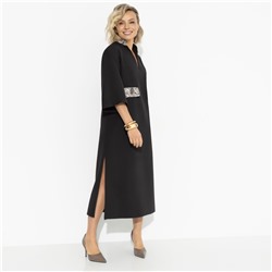 Платье с акцентными элементами из экокожи, Деловая леди (black)