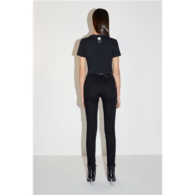 Vaquero skinny push-up de tiro alto Negro
