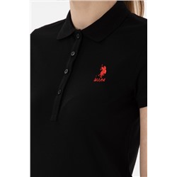 Kadın Siyah Basic Polo Yaka Tişört