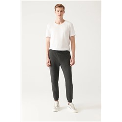 Avva Antrasit Beli Bağcıklı Paçası Lastikli Pamuklu Nefes Alan Regular Fit Jogger Eşofman Altı A31Y3412