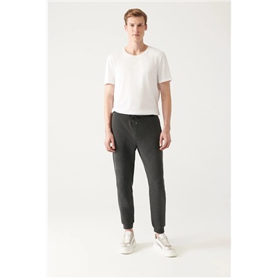 Avva Antrasit Beli Bağcıklı Paçası Lastikli Pamuklu Nefes Alan Regular Fit Jogger Eşofman Altı A31Y3412