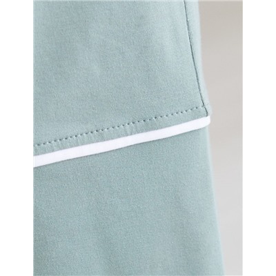 Укороченные брюки из эластичного хлопка с контрастным кантом