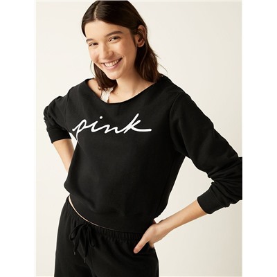 PINK EVERYDAY LOUNGE OFF THE SHOULDER SWEATSHIRT