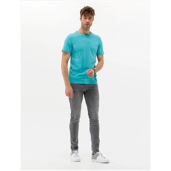 Mavi Slim Fit Baskılı Bisiklet Yaka Tişört