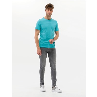 Mavi Slim Fit Baskılı Bisiklet Yaka Tişört