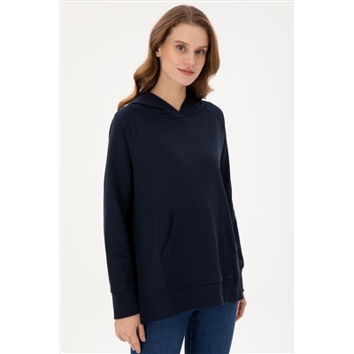 Kadın Lacivert Kapüşonlu Sweatshirt