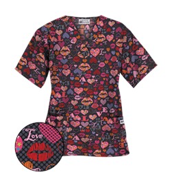 UA Read My Lips Black Print Scrub Top