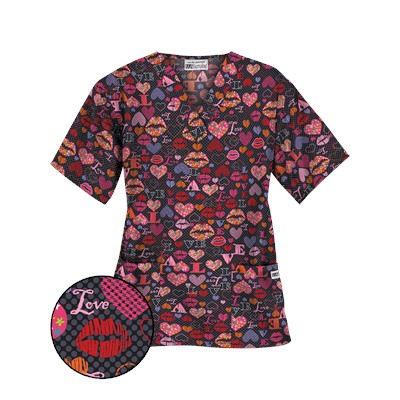 UA Read My Lips Black Print Scrub Top