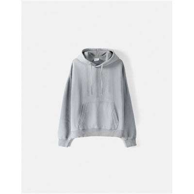 Faded-effect boxy fit hoodie