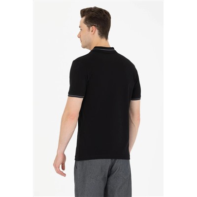 Erkek Siyah Basic Polo Yaka Tişört