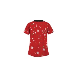 UA Twirling Snowmen Red Scrub Top