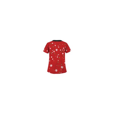 UA Twirling Snowmen Red Scrub Top