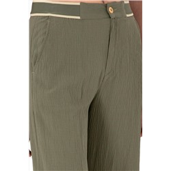 Kadın Koyu Haki Loose Fit Kanvas Pantolon