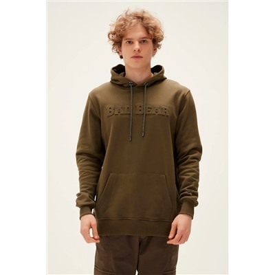 Bad Bear, Pucker Bear Hoodie Haki Yeşil 3d Baskılı Kapüşonlu Erkek Sweatshirt