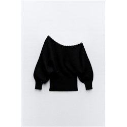 KNIT SWEATER WITH METAL BEADS