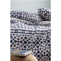 Deor King Size %100 Pamuk Ranforce Baskılı Nevresim Takımı - Lacivert