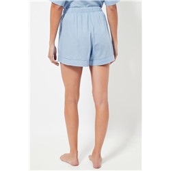 Short de pijama de lino cintura alta - Azul claro