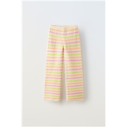 STRIPED CROCHET KNIT TROUSERS