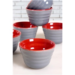 Keramika Çift Renkli Mat Messe Gri - Kırmızı Neva Çerezlik / Sosluk 10 Cm 6 Adet ST514006F469A0000000ACD100