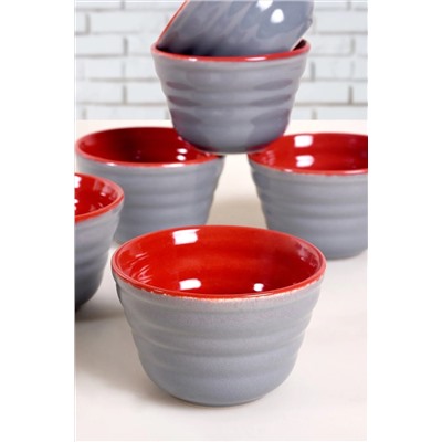 Keramika Çift Renkli Mat Messe Gri - Kırmızı Neva Çerezlik / Sosluk 10 Cm 6 Adet ST514006F469A0000000ACD100