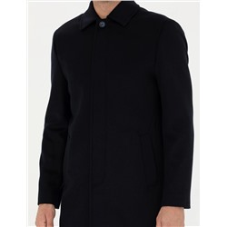 Lacivert Slim Fit Kaşe Kaban