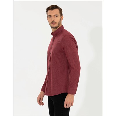 Bordo Regular Fit Uzun Kollu Gömlek