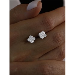 Серьги-пусеты из серебра с фианитами родированные 925 пробы С-4005-Р