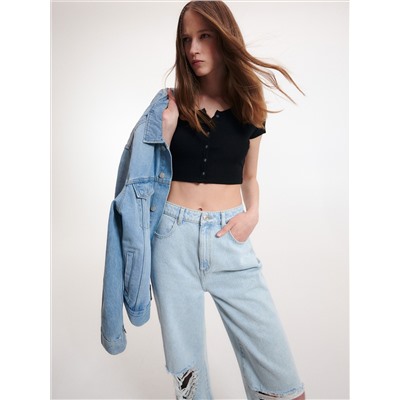 Crop Top mit hohem Baumwollanteil